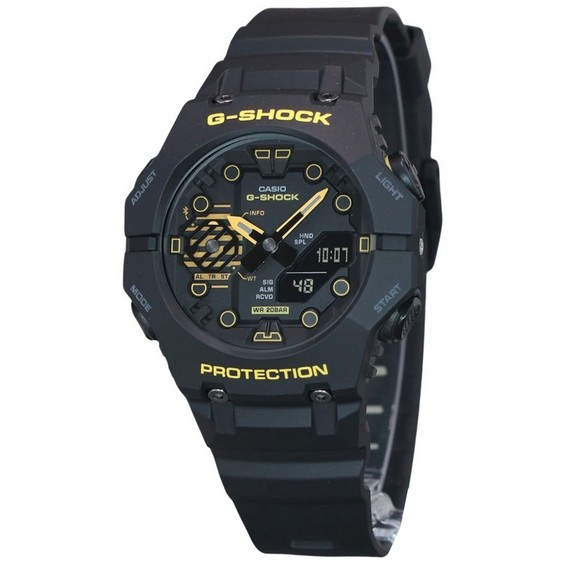 卡西歐 G-Shock 警告黃色移動式連結類比數位樹脂錶帶黑色錶盤石英 GA-B001CY-1A 200M 男士手錶