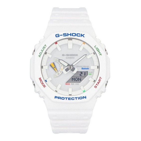 卡西歐 G-Shock 類比數位樹脂錶帶白色錶盤堅韌太陽能 GA-B2100FC-7A 200M 男士手錶