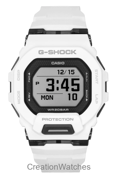 Casio G-Shock G-Squad Digital Smartphone Link White Resin Strap Quartz GBD-200-7 200M Men's Watch