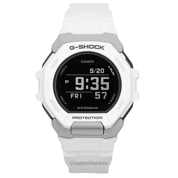 Casio G-Shock G-Squad Digital Smartphone Link White Bio-Based Resin Quartz GBD-300-7 200M Men's Watch