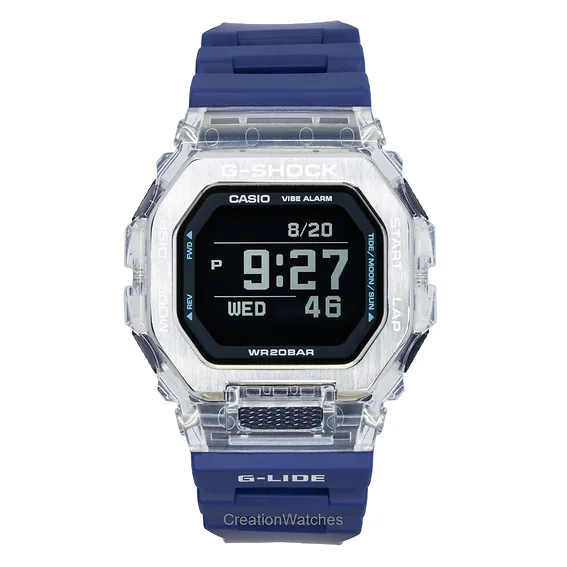 Casio G-Shock G-Lide Digital Smartphone Link Blue Resin Strap Quartz GBX-100S-2 200M Unisex Watch