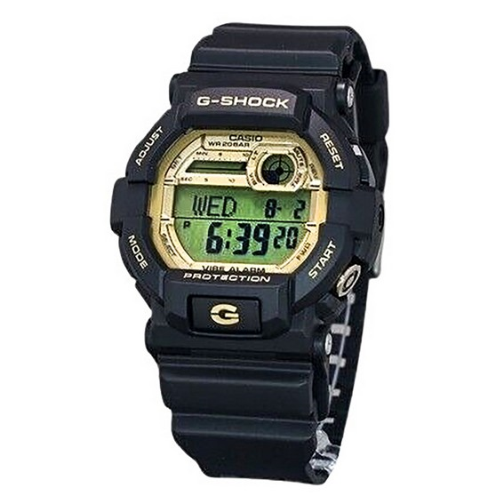 Relógio masculino Casio G-Shock 10º aniversário com pulseira de resina digital mostrador dourado quartzo GD-350GB-1 200M
