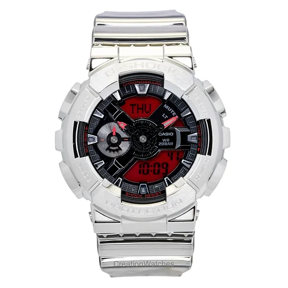 Casio G-Shock Fine Metallic Analog Digital Silicone Strap Black Dial Quartz GM-110YRA-8A 200M Men's Watch