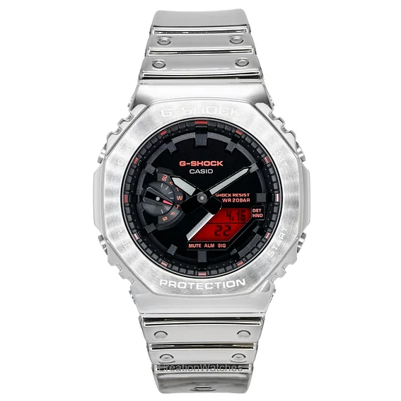 Casio G-Shock Fine Metallic Analog Digital Silicone Strap Black Dial Quartz GM-2100YRA-8A 200M Men's Watch
