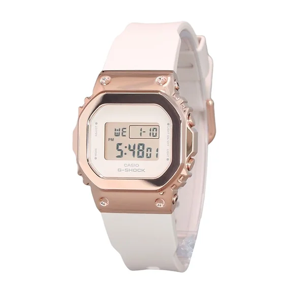 Casio G-Shock Digital Pink Gold Ion Plated Bezel Resin Strap Quartz GM-S5600UPG-4 200M Women's Watch