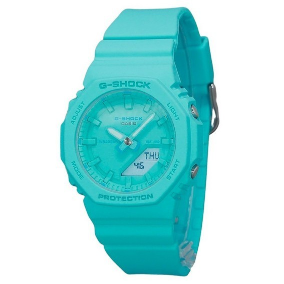 卡西歐 G 衝擊類比數位樹脂錶帶綠松石錶盤石英 GMA-P2100-2A 200M 女士手錶