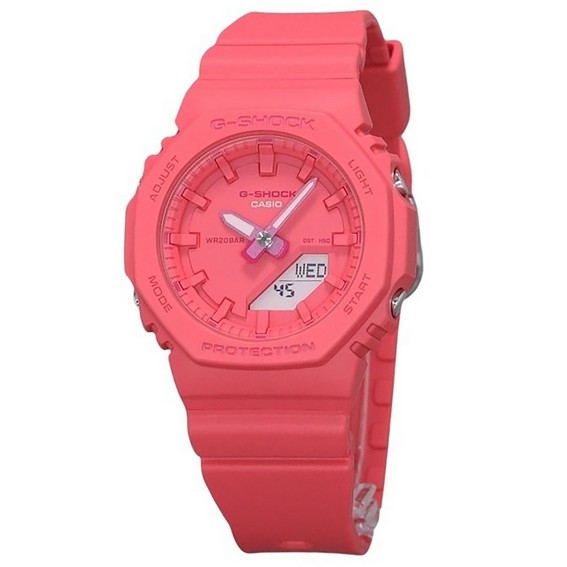 卡西歐 G 衝擊類比數位樹脂錶帶粉紅色錶盤石英 GMA-P2100-4A 200M 女士手錶