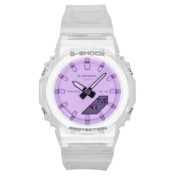 Casio G-Shock Analog Digital Transparent Resin Strap Pink Dial Quartz GMA-P2100SR-7A 200M Women's Watch