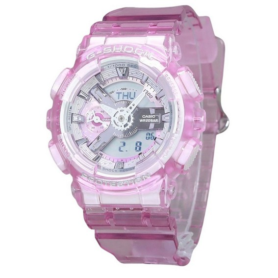 卡西欧 G-Shock 模拟数字虚拟世界半透明粉色多色表盘石英 GMA-S110VW-4A 200M 女士手表