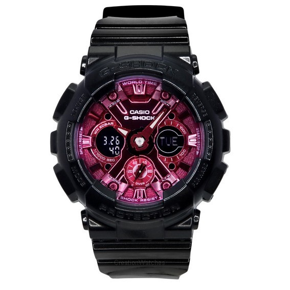 Γυναικείο ρολόι Casio G-Shock αναλογικό ψηφιακό λουράκι ρητίνης μπορντό Dial Quartz GMA-S120RB-1A 200M