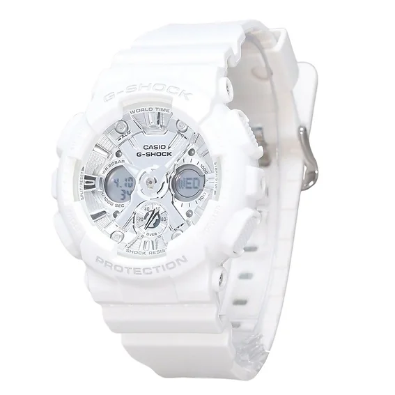 Casio G-Shock Analog Digital Bio Based White Resin Strap Silver Dial Quartz GMA-S120VA-7A 200M Women's Watch