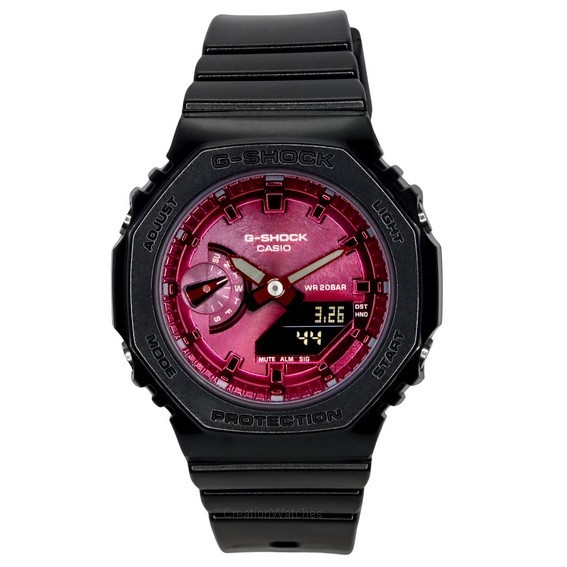 卡西歐 G 衝擊類比數位樹脂錶帶勃根地錶盤石英 GMA-S2100RB-1A 200M 婦女手錶