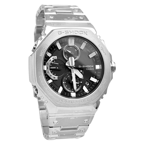 Casio G-Shock Full Metal Cronógrafo Analógico Smartphone Link Mostrador Preto Tough Solar GMC-B2100D-1A 200M Relógio Masculino