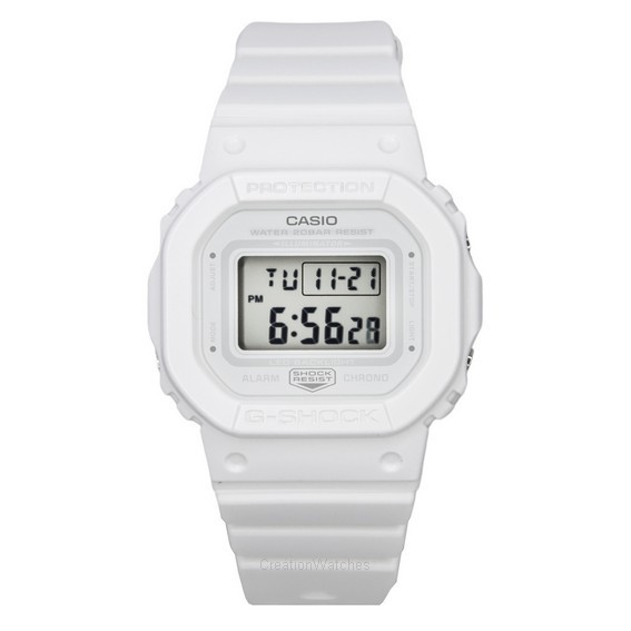 Casio G-Shock Digital, белый полимерный ремешок, белый циферблат, кварцевые женские часы GMD-S5600BA-7 200M