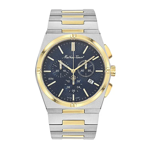 Mathey-Tissot Zeus Chrono Two Tone Stainless Steel Blue Dial Quartz H118CHBBU Men's Watch