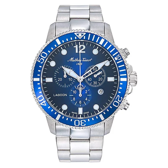 Mathey-Tissot Lagoon Chronograph Stainless Steel Blue Dial Quartz H123CHABU 100M Men's Watch