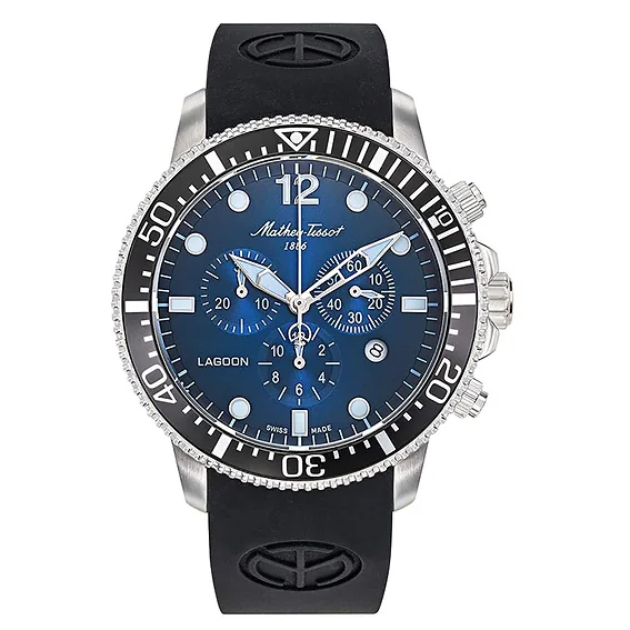 Mathey-Tissot Lagoon Chronograph Silicon Strap Blue Dial Quartz H123CHALBUN 100M Men's Watch