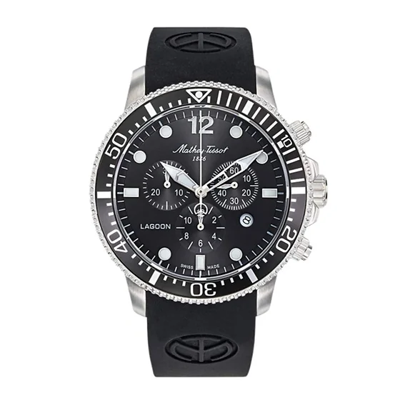 Mathey-Tissot Lagoon Chronograph Silicon Strap Black Dial Quartz H123CHALN 100M Men's Watch