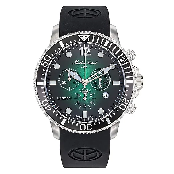 Mathey-Tissot Lagoon Chronograph Silicon Strap Green Dial Quartz H123CHALV 100M Men's Watch