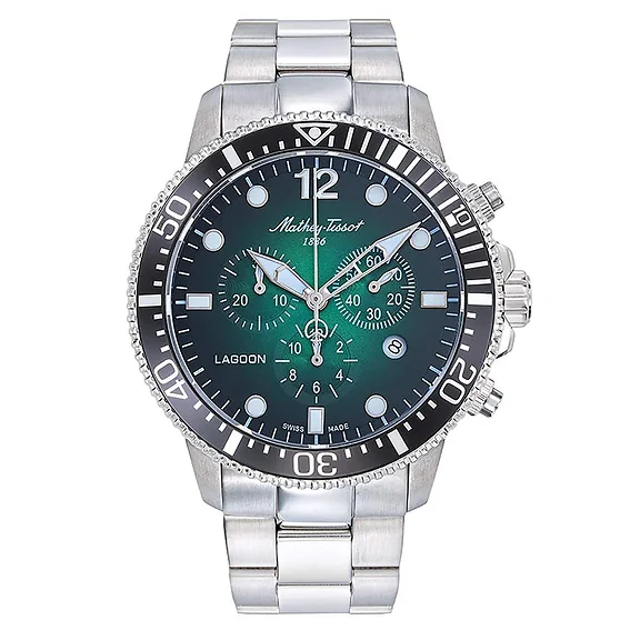 Mathey-Tissot Lagoon Chronograph Stainless Steel Green Dial Quartz H123CHAV 100M Men's Watch