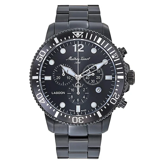 Mathey-Tissot Lagoon Chronograph Stainless Steel Black Dial Quartz H123CHNN 100M Men's Watch