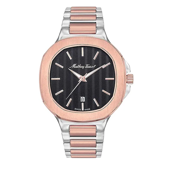 Mathey-Tissot Evasion Two Tone Stainless Steel Black Dial Quartz H152RN Men's Watch