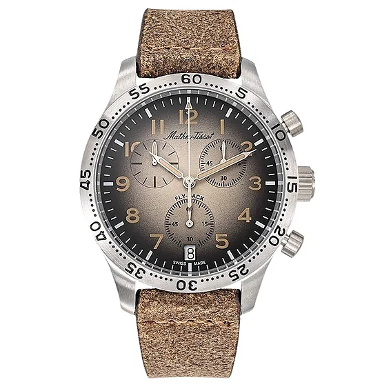 Mathey-Tissot Type 21 Flyback Chronograph Leather Strap Brown Dial Quartz H1821CHALM Men's Watch