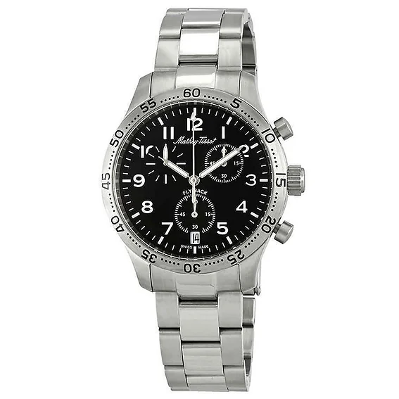 Mathey-Tissot Type 21 Flyback Chronograph Stainless Steel Black Dial Quartz H1821CHANG Men's Watch