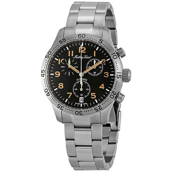 Mathey-Tissot Type 21 Flyback Chronograph Stainless Steel Black Dial Quartz H1821CHANO Men's Watch