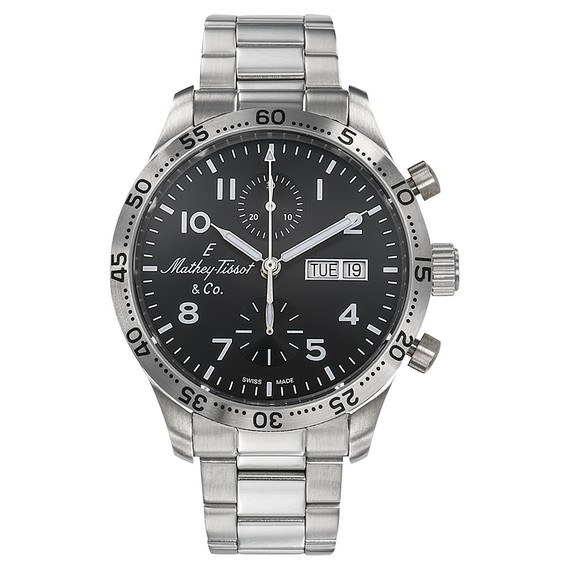 Mathey-Tissot Flyback Type 21 Chronograph Stainless Steel Black Dial Automatic H1821CHATNG Men's Watch