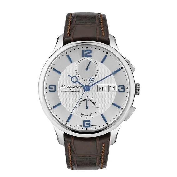Mathey-Tissot Edmond Chronograph Limited Edition White Dial Automatic H1886CHATAI Men's Watch With Gift Set