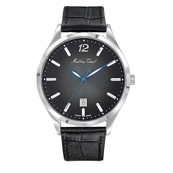 Mathey-Tissot Urban Leather Strap Black Dial Quartz H411AN Men's Watch