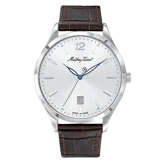 Mathey-Tissot Urban Leather Strap Silver Dial Quartz H411AS Men's Watch