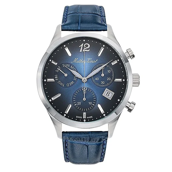 Mathey-Tissot Urban Chrono Leather Strap Blue Dial Quartz H411CHALBU Men's Watch