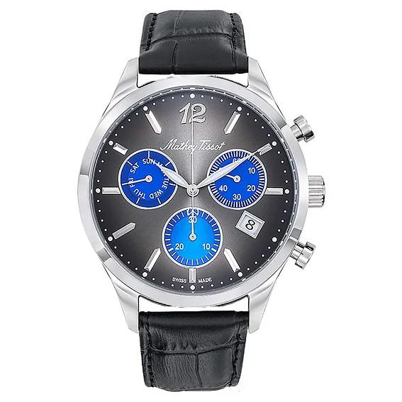 Mathey-Tissot Urban Chrono Leather Strap Black Dial Quartz H411CHALMB Men's Watch