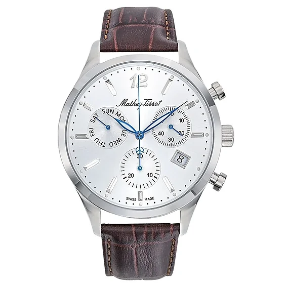 Mathey-Tissot Urban Chrono Leather Strap Silver Dial Quartz H411CHALS Men's Watch