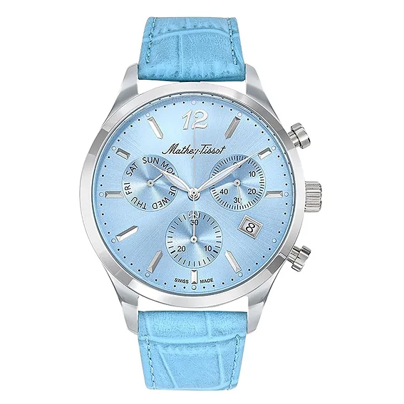 Mathey-Tissot Urban Chrono Leather Strap Blue Dial Quartz H411CHALSKY Men's Watch