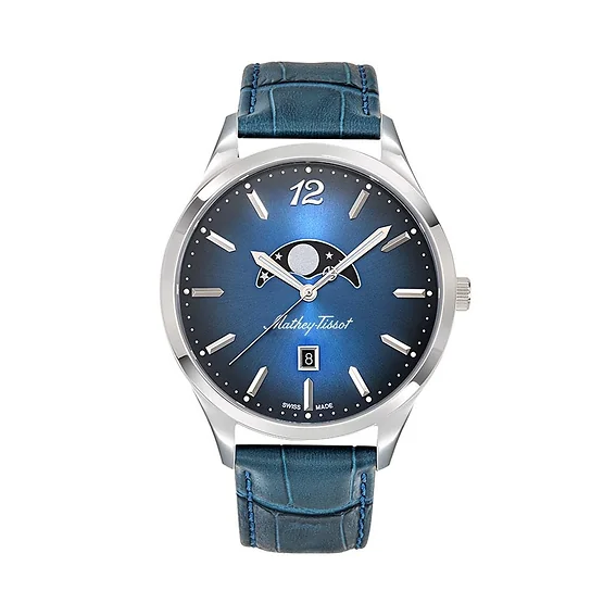 Mathey-Tissot Urban Moon Leather Strap Blue Dial Quartz H411LABU Men's Watch