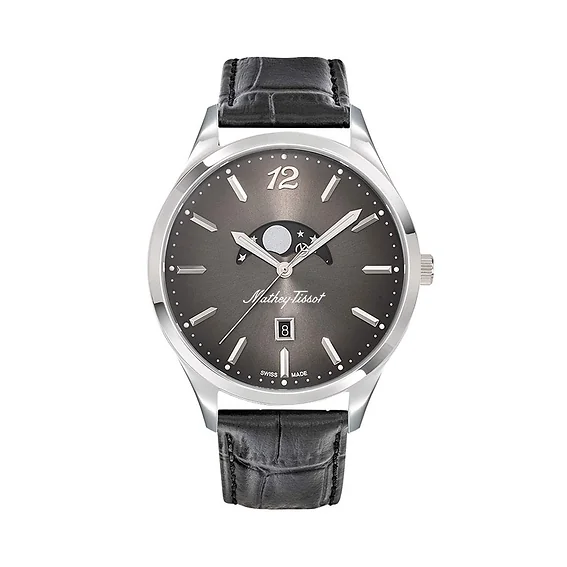 Mathey-Tissot Urban Moon Leather Strap Black Dial Quartz H411LAN Men's Watch