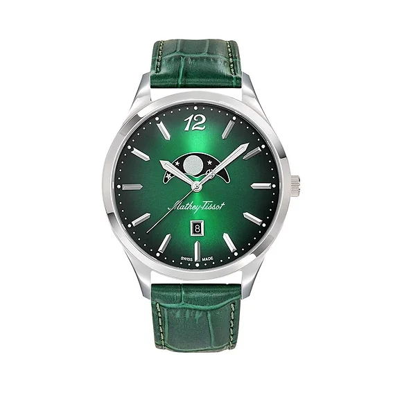 Mathey-Tissot Urban Moon Leather Strap Green Dial Quartz H411LAVM Men's Watch