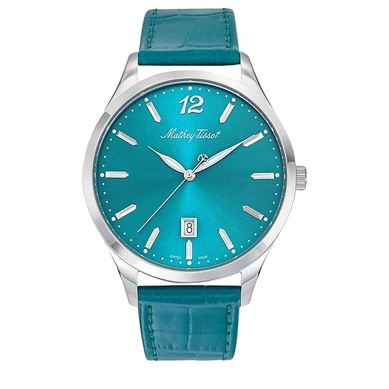 Mathey-Tissot Urban Leather Strap Green Dial Quartz H411PET Men's Watch