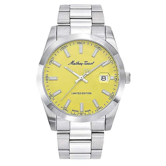Mathey-Tissot Mathy Sunray Limited Edition Stainless Steel Yellow Dial Quartz H451J Men's Watch
