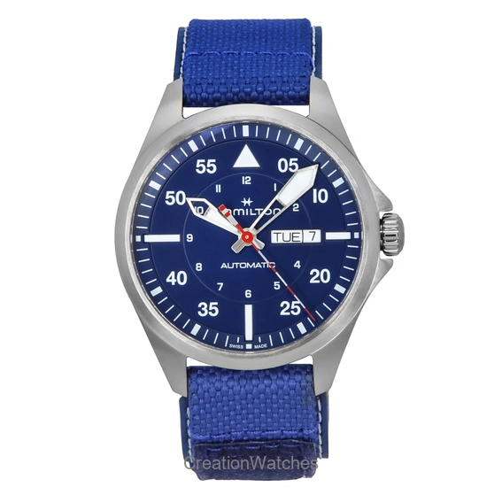 Hamilton Khaki Aviation Pilot Air-Glaciers Edition Textile Strap Blue Dial Automatic H64655941 100M Men's Watch