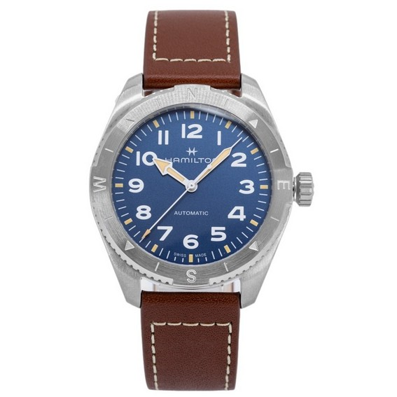 Hamilton Khaki Field Expedition Leather Strap Blue Dial Automatic H70315540 100M Men's Watch