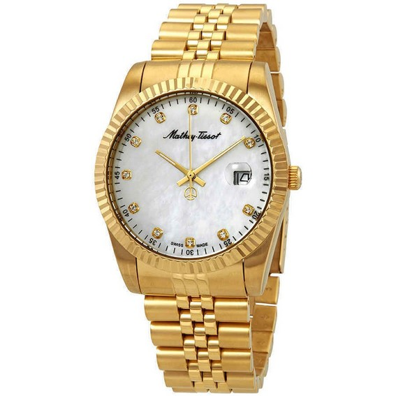 Mathey-Tissot Mathy II Gold Tone Stainless Steel Mother Of Pearl Dial Quartz H710PI Men's Watch
