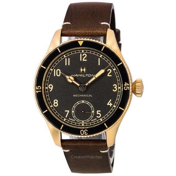 Hamilton Khaki Aviation Pilot Pioneer Bronze Black dial กลไกจักรกล H76709530 100M Men's Watch