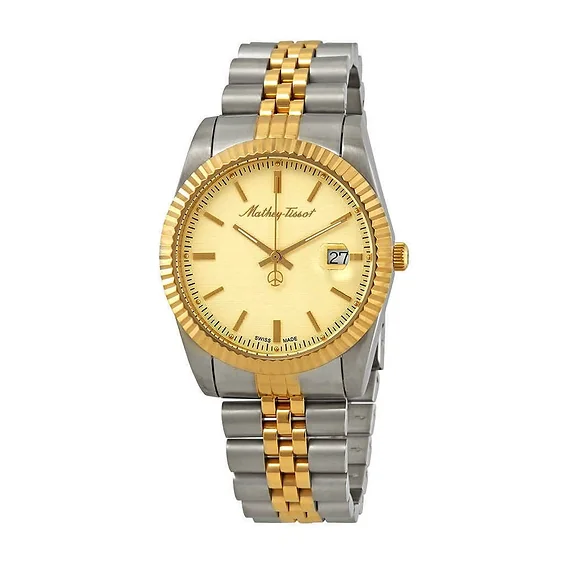 Mathey-Tissot Mathy III Two Tone Stainless Steel Gold Dial Quartz H810BDI Men's Watch