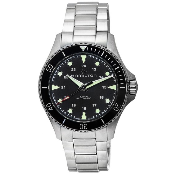 Hamilton Khaki Navy Scuba Black dial Automatic Diver's H82515130 300M นาฬิกาข้อมือผู้ชาย