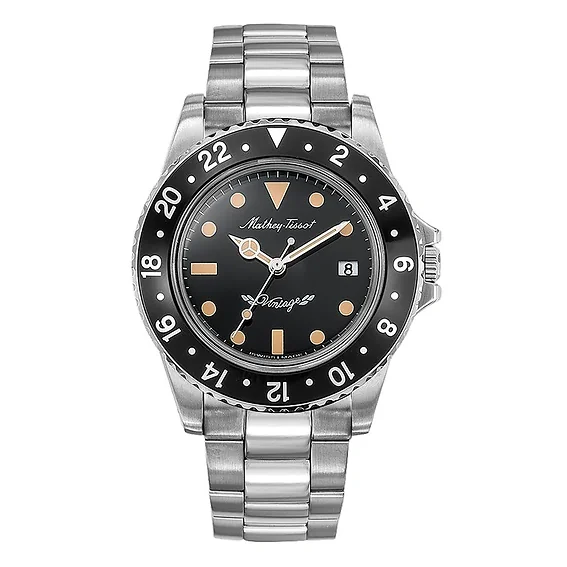 Mathey-Tissot Mathy Vintage Stainless Steel Black Dial Quartz H900AN Men's Watch