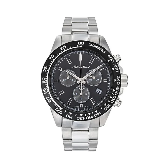 Mathey-Tissot Chronograph Stainless Steel Black Dial Quartz H9010CHAN 100M Men's Watch